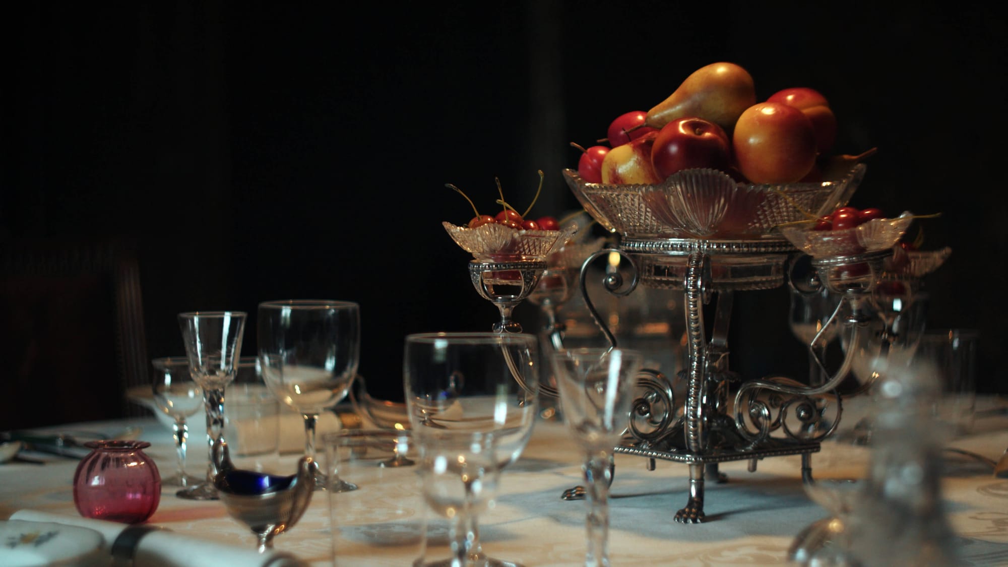 Lauriston Castle’s dining table with fruit and glass